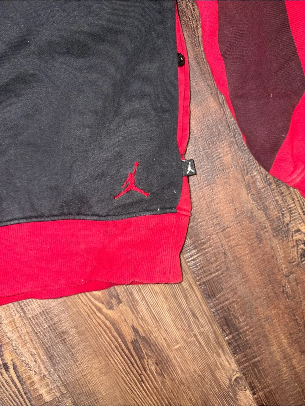 Nike Air Jordan Hoodie Pants Set Red Black Jumpman Full Zip Tracksuit